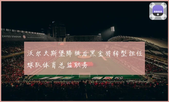 沃尔夫斯堡降级后黑金将转型担任球队体育总监职务